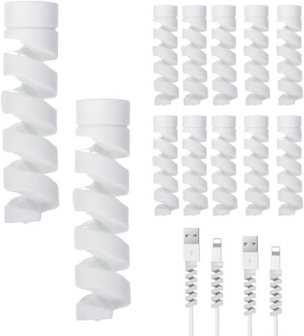 12 PCS White Charging Cable Protectors, Spiral Tube Wire Organizer for iPad Phone Tablet in Saudi Arabia