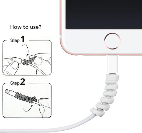 12 PCS White Charging Cable Protectors, Spiral Tube Wire Organizer for iPad Phone Tablet in Saudi Arabia