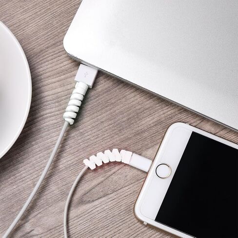 12 PCS White Charging Cable Protectors, Spiral Tube Wire Organizer for iPad Phone Tablet in Saudi Arabia