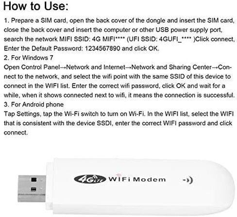 Modem Dongle,4G LTE TDD FDD Car Dongle USB,Mini Router SIM Slot for XPVistaWin 7/8/10 / OS XAndroidLinux in Saudi Arabia