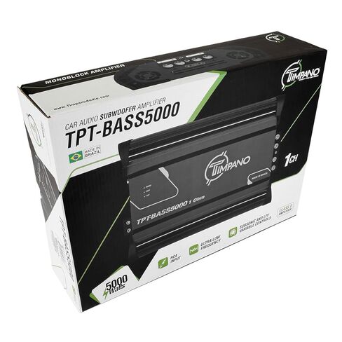 Timpano 5000 Watts Mono Subwoofer مضخم صوت السيارة TPT-BASS5000 1 أوم - 12 فولت 5K Monoblock Class D Car Amp، كروس مدمج وتعزيز الجهير مع مراوح ذكية in Kuwait