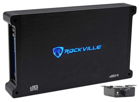 حزمة Rockville dB14: 4000 واط الذروة / 1000 واط RMS Mono 2 أوم مضخم صوت السيارة، RWK4CU 4 AWG 100 بالمائة طقم أسلاك تركيب أمبير نحاسي OFC لمضخم صوت السيارة وأنظمة الاستريو، عنصرين in Saudi Arabia