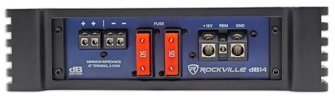 حزمة Rockville dB14: 4000 واط الذروة / 1000 واط RMS Mono 2 أوم مضخم صوت السيارة، RWK4CU 4 AWG 100 بالمائة طقم أسلاك تركيب أمبير نحاسي OFC لمضخم صوت السيارة وأنظمة الاستريو، عنصرين in Saudi Arabia