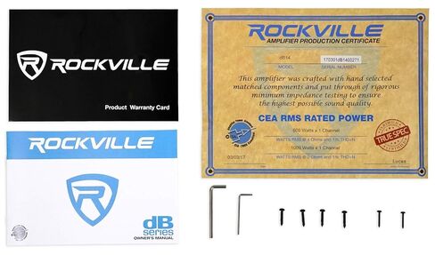 حزمة Rockville dB14: 4000 واط الذروة / 1000 واط RMS Mono 2 أوم مضخم صوت السيارة، RWK4CU 4 AWG 100 بالمائة طقم أسلاك تركيب أمبير نحاسي OFC لمضخم صوت السيارة وأنظمة الاستريو، عنصرين in Saudi Arabia