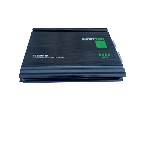 Audio360 AD5000.1 Monoblock Car Amplifier Bundle, 5000W Max Power, Includes 4-Gauge ANL Fuse Amp Wiring Kit, Compact Class D 1-Ohm Stable Subwoofer Amplifier with 90dB SNR in Saudi Arabia