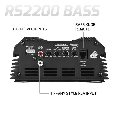 PRV Audio 2200 Watts Monoblock Class D Subwoofer Amplifier RS2200 BASS 1 Ohm – 12 Volts Car Amp, Built-in Crossover, Bass Boost, Smart Fans with Remote Sub Level Control Bass Knob Included in Saudi Arabia