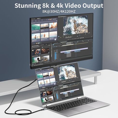 usbc to usbc Data Cable 3.3FT Compatible with Thunderbolt 4/3,Type c to Type c,USBC 3.2 Monitor Cable Support 20Gbps 240W PD Fast Charging Cord, 4K@120Hz for eGPU, Monitor,ssd in Saudi Arabia