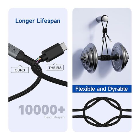 usbc to usbc Data Cable 3.3FT Compatible with Thunderbolt 4/3,Type c to Type c,USBC 3.2 Monitor Cable Support 20Gbps 240W PD Fast Charging Cord, 4K@120Hz for eGPU, Monitor,ssd in Saudi Arabia