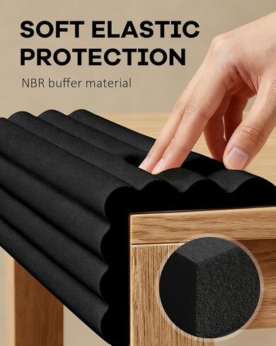 Edge and Corner Guards with Strong Adhesive Extra Thick Baby Proofing Furniture Protector for Table Desk Bed Cabinets Child Safety for Home and Nursery (Black, 6.56 Feet) in Saudi Arabia