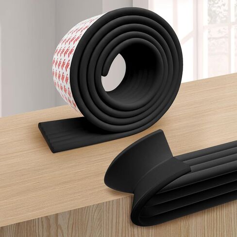 Edge and Corner Guards with Strong Adhesive Extra Thick Baby Proofing Furniture Protector for Table Desk Bed Cabinets Child Safety for Home and Nursery (Black, 6.56 Feet) in Saudi Arabia