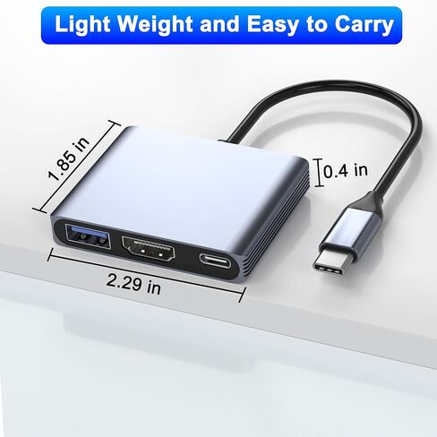 محول USB C إلى HDMI، محول متعدد المنافذ 3 في 1 4K@30 هرتز مع مخرج HDMI 4K، منفذ PD 100 وات ومنفذ USB 3.0، محول من النوع C إلى HDMI متوافق مع MacBook Pro وHP وMacBook Air وiPad Pro وDell وHP in Saudi Arabia