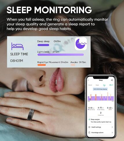 Smart Ring for Men Smart Ring Women Heart Rate Monitor Sleep Tracker Health Ring Fitness Tracker Gesture Control GPS Pedometer Calories Step Counter IP68 Waterproof Compatible with iOS Android Phones in Saudi Arabia