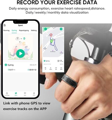 Smart Ring for Men Smart Ring Women Heart Rate Monitor Sleep Tracker Health Ring Fitness Tracker Gesture Control GPS Pedometer Calories Step Counter IP68 Waterproof Compatible with iOS Android Phones in Saudi Arabia