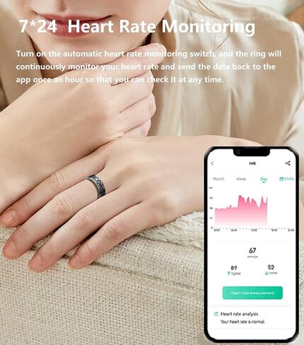 Smart Ring for Men Smart Ring Women Heart Rate Monitor Sleep Tracker Health Ring Fitness Tracker Gesture Control GPS Pedometer Calories Step Counter IP68 Waterproof Compatible with iOS Android Phones in Saudi Arabia