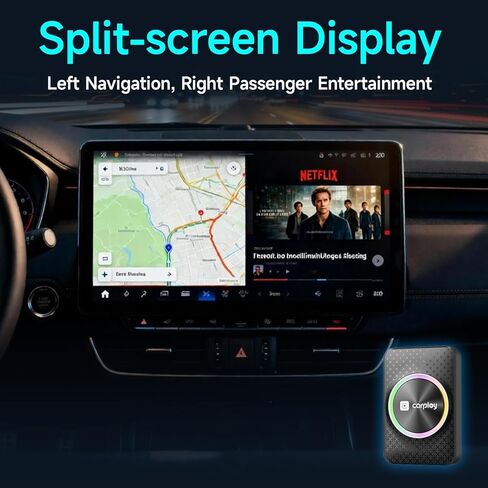 صندوق سحري لمحول CarPlay اللاسلكي، دفق Netflix YouTube TikTok HDMI مخرج ثنائي النطاق واي فاي 4K دعم فيديو متوافق مع OEM السلكي CarPlay وAndroid Auto (ذاكرة وصول عشوائي سعتها 4 جيجابايت + ذاكرة تخزين داخلية 32 جيجابايت) in Kuwait