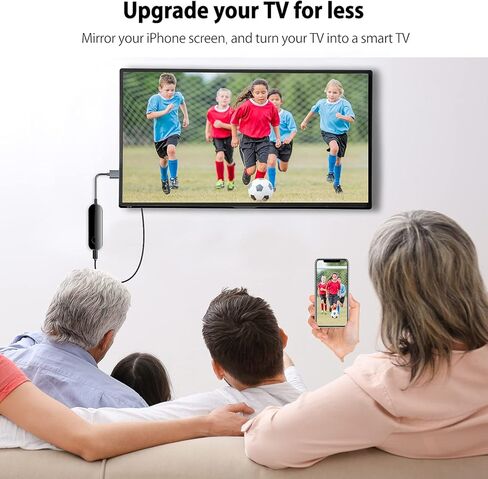 dibdib iOS محول عرض HDMI لاسلكي (iOS فقط)، جهاز بث لجميع موديلات iPhone إلى التلفزيون، مزامنة الفيديو والصوت عالي الدقة، بث النسخ المتطابق YouTube Tiktok إلى التلفزيون، لا يدعم Netflix in Kuwait