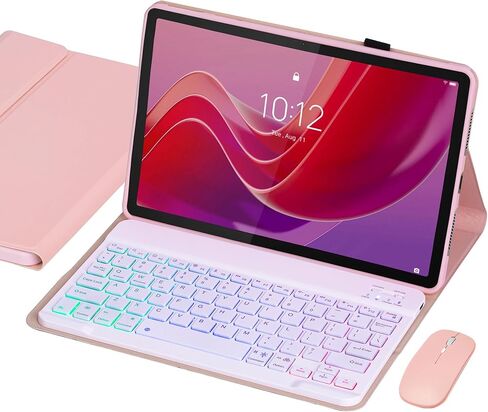 حافظة لوحة المفاتيح لجهاز Lenovo Tab M11/Tab K11 LTE 2024 مقاس 11 بوصة TB330FU/TB330XU، لوحة مفاتيح بلوتوث لاسلكية بإضاءة خلفية مع ماوس، غطاء واقي نحيف وحامل عرض متعدد الزوايا (أسود) in Kuwait