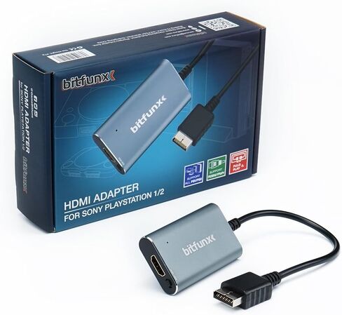محول BITFUNX PS2/PS1/PS One HDMI™ - مدمج في RGB لمفتاح المكونات، يدعم RGB/Component إلى 1080P HDMI™، محول ألعاب الفيديو التوصيل والتشغيل بدون تأخير، محول HD لأي تلفزيون عالي الدقة in Kuwait