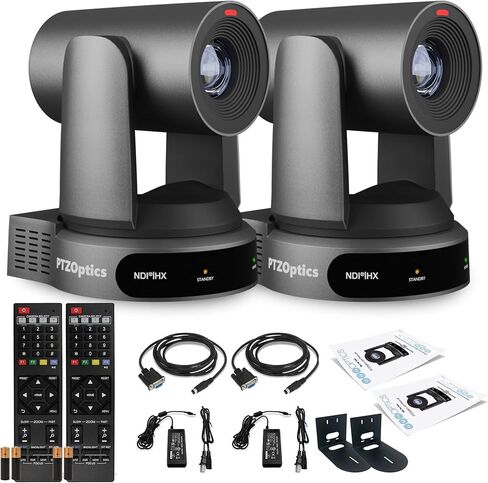 PTZOptics 2 x Move 4K SDI/HDMI/USB/IP PTZ Camera with 30x Optical Zoom (Gray) (PT30X-4K-GY-G3) + 2 x Universal Wall Mount (Black) in Saudi Arabia
