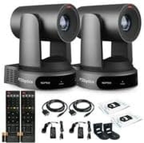 PTZOptics 2 x Move 4K SDI/HDMI/USB/IP PTZ Camera with 30x Optical Zoom (Gray) (PT30X-4K-GY-G3) + 2 x Universal Wall Mount (Black) in Saudi Arabia
