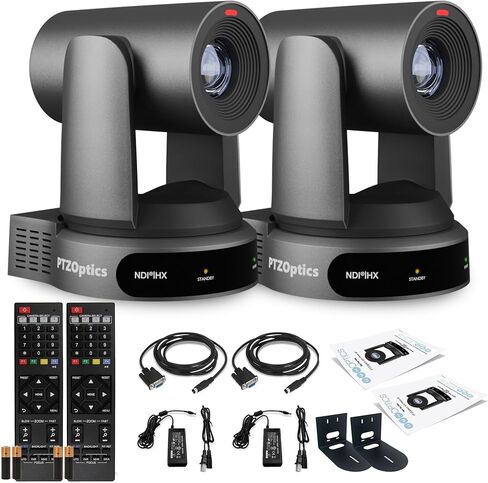 PTZOptics 2 x Move 4K SDI/HDMI/USB/IP PTZ Camera with 30x Optical Zoom (Gray) (PT30X-4K-GY-G3) + 2 x Universal Wall Mount (Black) in Saudi Arabia