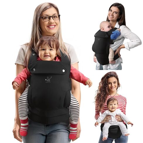 Baby Carriers, Baby Carrier with Hip Seat, 3 in 1 Baby Carrier Newborn to Toddler, 3-36 Month Baby Sling, Adjustable Detachable Baby Hip Seat, Enhanced Lumbar Support, Ideal for Hands-Free Parenting in Saudi Arabia