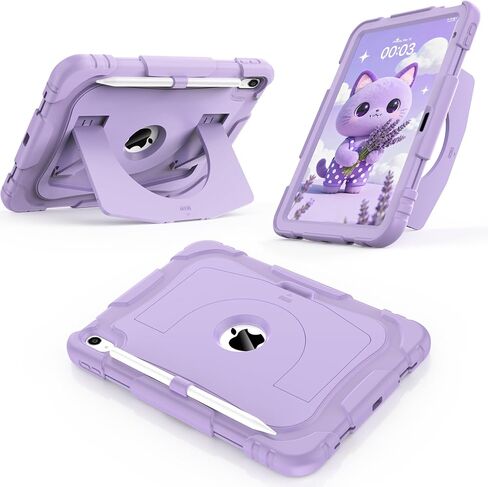 حافظة CCMAO لجهاز iPad A16 الجيل الحادي عشر (2025) 11 بوصة / الجيل العاشر (2022) 10.9 بوصة، مع مسند أكبر وحامل أقلام رصاص، حافظة حماية متينة شديدة التحمل مضادة للصدمات، أرجواني in Kuwait