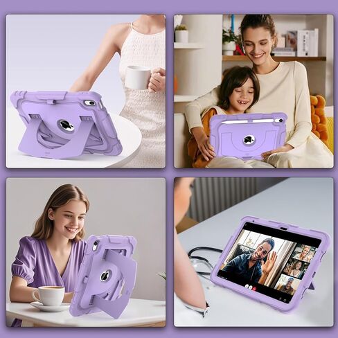 حافظة CCMAO لجهاز iPad A16 الجيل الحادي عشر (2025) 11 بوصة / الجيل العاشر (2022) 10.9 بوصة، مع مسند أكبر وحامل أقلام رصاص، حافظة حماية متينة شديدة التحمل مضادة للصدمات، أرجواني in Kuwait