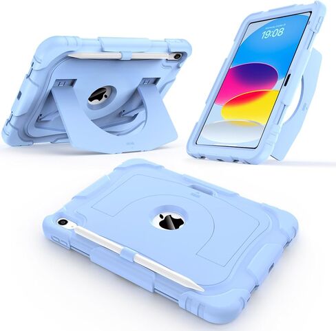 حافظة CCMAO لجهاز iPad A16 الجيل الحادي عشر (2025) 11 بوصة / الجيل العاشر (2022) 10.9 بوصة، مع مسند أكبر وحامل أقلام رصاص، حافظة حماية متينة شديدة التحمل مضادة للصدمات، أرجواني in Kuwait
