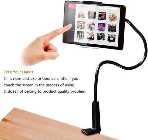 29in Gooseneck Phone Holder Long Flexible Lazy Arm Clip Tablet Holder for Bed 360 Degree Spiral Base Lazy Tablet Stand Pad Floor Stand Arm Gooseneck Phone Holders for Desk Cell Phone Pad Essentials in Saudi Arabia