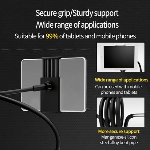 29in Gooseneck Phone Holder Long Flexible Lazy Arm Clip Tablet Holder for Bed 360 Degree Spiral Base Lazy Tablet Stand Pad Floor Stand Arm Gooseneck Phone Holders for Desk Cell Phone Pad Essentials in Saudi Arabia