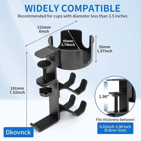 3 في 1 حامل أكواب مكتبي حامل تحكم حامل سماعة الرأس 360 درجة مشبك دوار جبل حامل مكتبي سعة 20 رطل لمفتاح Xbox PS4 PS5 in Saudi Arabia