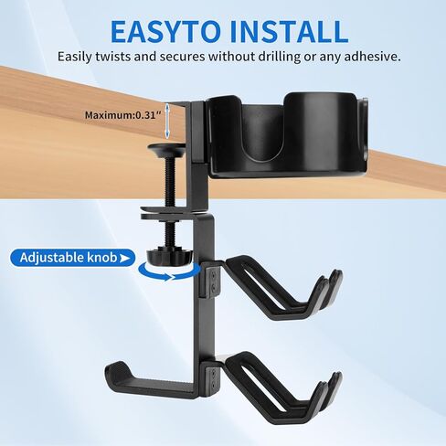 3 في 1 حامل أكواب مكتبي حامل تحكم حامل سماعة الرأس 360 درجة مشبك دوار جبل حامل مكتبي سعة 20 رطل لمفتاح Xbox PS4 PS5 in Saudi Arabia