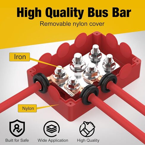 كتلة توزيع الطاقة 500A Bus Bar مع 2X 3/8 "(M10) + 4X 5/16"(M8) ترصيع، 48V DC السيارات الثقيلة البطارية البحرية محطة كتلة مع غطاء in Kuwait
