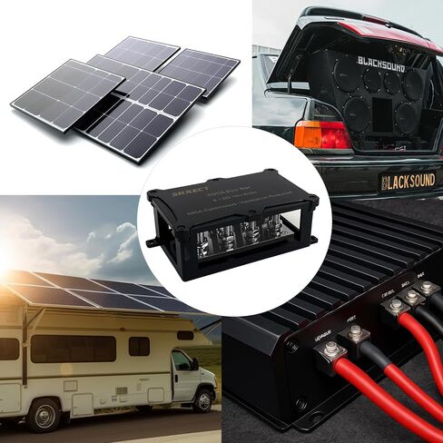 500A النحاس حافلة بار 2PCS 12V كتلة توزيع الطاقة الأرضية 8 * 5/16 ″ ترصيع البطارية محطة كتلة للسيارة الصوت قارب السيارات الأسلاك الشمسية (NEG & POS) in Kuwait