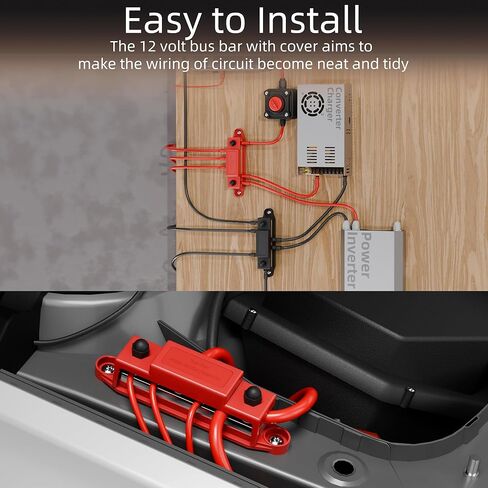 Joinfworld Heavy Duty 500A Bus Bar كتلة توزيع الطاقة المقاومة للماء مع 4 * 5/16 بوصة (M8) + 2 * 3/8 بوصة (M10) + شريط الحافلة 400A 12V كتلة توزيع الطاقة 6 × 5/16 بوصة (M8) ترصيع للسيارات والسيارات والقوارب والسول in Saudi Arabia