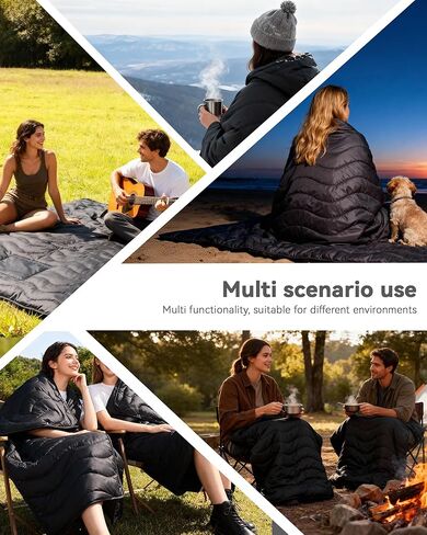 Camping Blanket Ultralight, 3 Season Waterproof & Windproof, Packable Outdoor Blanket for Camping, Hiking, Backpacking, Hammock,Stadium, Picnics（Black） in Saudi Arabia