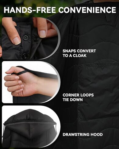 Camping Blanket Ultralight, 3 Season Waterproof & Windproof, Packable Outdoor Blanket for Camping, Hiking, Backpacking, Hammock,Stadium, Picnics（Black） in Saudi Arabia