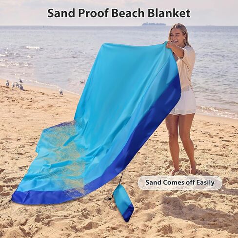 Sand Proof Beach Blanket, 79" X 83" Large Oversized Waterproof Sandless Beach Mat for 4-8 Adults, Outdoor Lightweight Compact Sand Free Picnic Blanket for Beach Travel Camping Hiking Picnic in Saudi Arabia