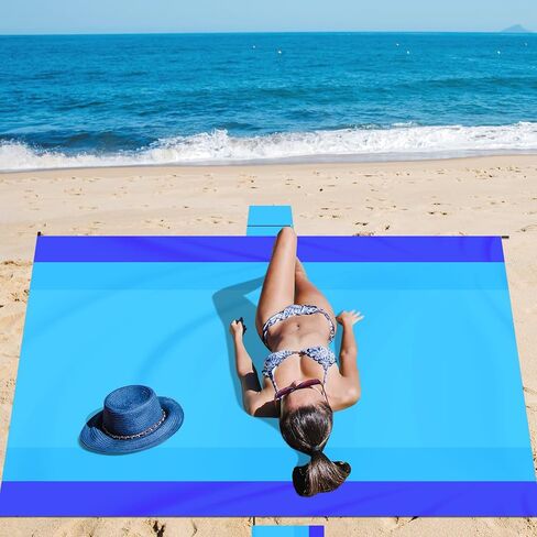 Sand Proof Beach Blanket, 79" X 83" Large Oversized Waterproof Sandless Beach Mat for 4-8 Adults, Outdoor Lightweight Compact Sand Free Picnic Blanket for Beach Travel Camping Hiking Picnic in Saudi Arabia
