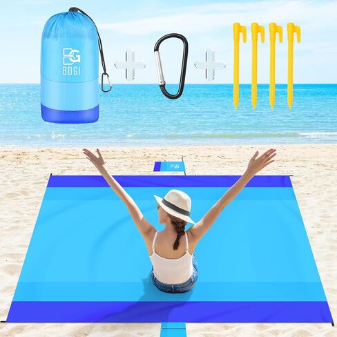 Sand Proof Beach Blanket, 79" X 83" Large Oversized Waterproof Sandless Beach Mat for 4-8 Adults, Outdoor Lightweight Compact Sand Free Picnic Blanket for Beach Travel Camping Hiking Picnic in Saudi Arabia