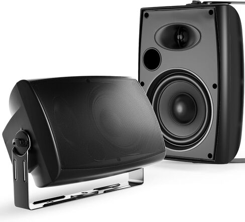 STUDIOFINIX 6.5-Inch 400W Outdoor Bluetooth Speakers Waterproof Wired, Wall-Mount Waterproof Speaker System for Patio, Home, Poolside, Deck, Backyard (Pair,Black) in Saudi Arabia