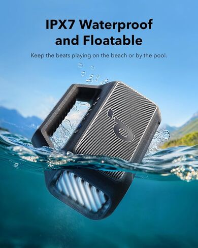 Soundcore Boom 2 من Anker، مكبر صوت خارجي، مكبر صوت Select 4 Go Bluetooth Shower من Anker، BassUp 2.0، وقت تشغيل 24 ساعة، مقاوم للماء IPX7، قابل للطفو، صوت قوي، في الهواء الطلق/المنزل/المكتب/السفر in Saudi Arabia