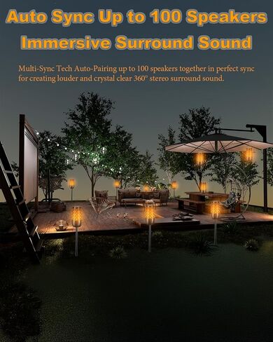 مكبرات صوت بلوتوث خارجية مطورة مقاومة للماء، صوت محيطي عالي الدقة 10 وات، مزامنة تلقائية متعددة تصل إلى 100 مكبر صوت، هدايا أدوات رائعة للرجال، مكبر صوت خارجي مع ضوء لحفلة الفناء (عبوتان) in Kuwait