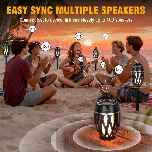 Upgraded Multi-Sync Bluetooth Speakers with Light, Outdoor Speakers Waterproof Auto-Pairing, Unique Gifts for Men, Bluetooth 5.4, 24H Playtime, Loud HD Sound, Cool Gadgets for Home/Patio/Beaches in Kuwait