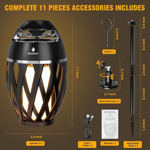 Upgraded Multi-Sync Bluetooth Speakers with Light, Outdoor Speakers Waterproof Auto-Pairing, Unique Gifts for Men, Bluetooth 5.4, 24H Playtime, Loud HD Sound, Cool Gadgets for Home/Patio/Beaches in Kuwait