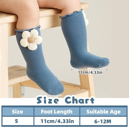 5Packs Baby Toddler Girls Ruffle Socks, Flower Newborn Infant Baby Knee High Long Frilly Dress Socks 6-12 Months in Saudi Arabia
