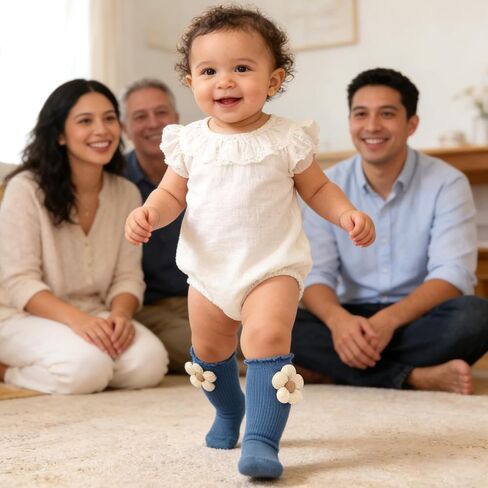 5Packs Baby Toddler Girls Ruffle Socks, Flower Newborn Infant Baby Knee High Long Frilly Dress Socks 6-12 Months in Saudi Arabia