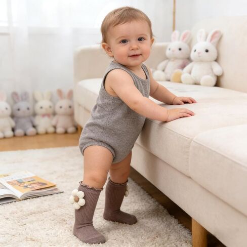 5Packs Baby Toddler Girls Ruffle Socks, Flower Newborn Infant Baby Knee High Long Frilly Dress Socks 6-12 Months in Saudi Arabia