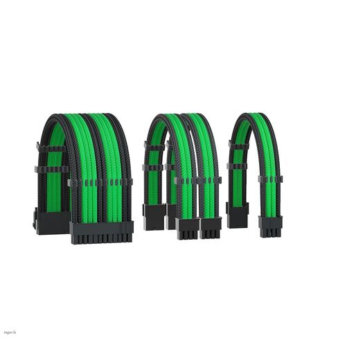 طقم امتداد كابلات 16AWG PSU ، مجموعة كابلات تزويد الطاقة ل GPU/وحدة المعالجة المركزية ، ATX 24PIN/PCI-E 8 (6+2) PIN/EPS 8 (4+4) تمديدات كابل PIN PIC ، 11.8 بوصة مع كومز كابل (أسود+أخضر ، BKP) in Kuwait